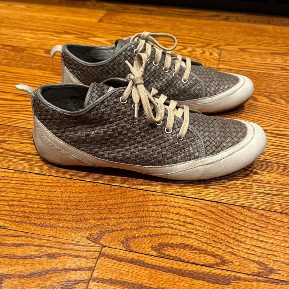 Dragon diffusion Woven Leather Sneakers Trainers handmade Brown Gray size 40 9 - Picture 3 of 10